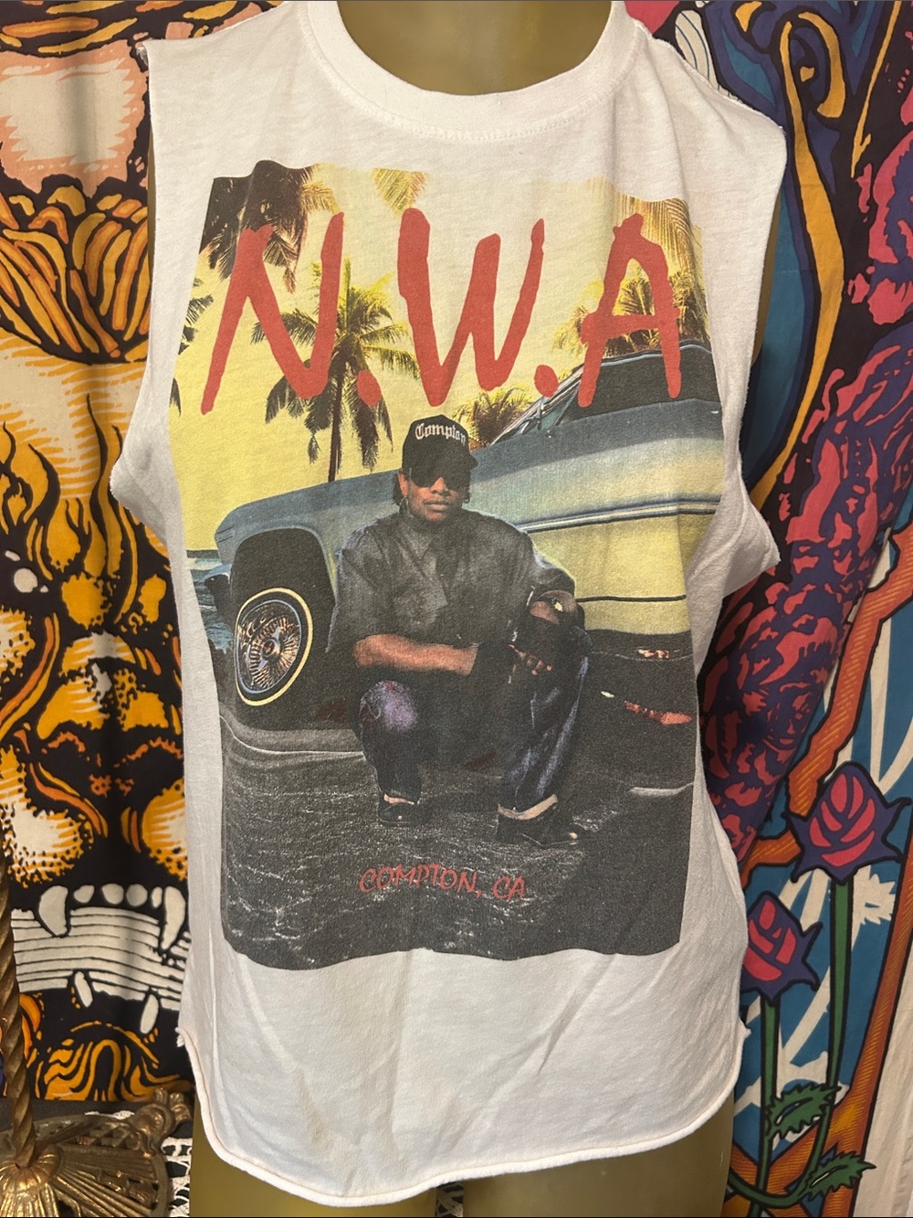 Sleeveless Graphic Tank Top - White N.W.A.